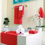 Parure de bain complète unie de couleur rouge de La Cotton Ray